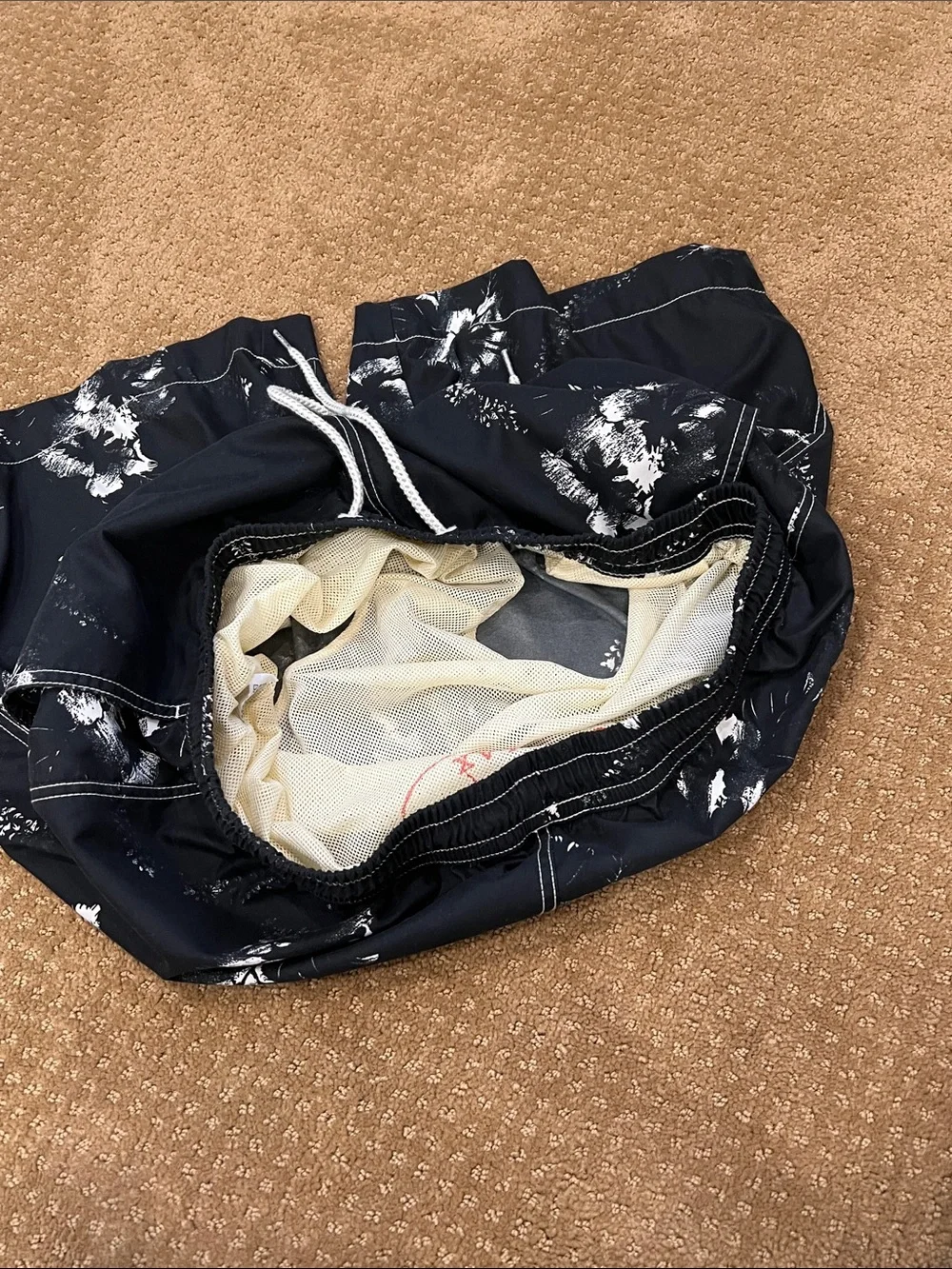 Tommy Bahama Black Swim Trunks with White Floral Print